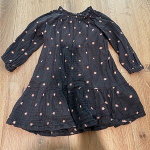 H&M Black Long-Sleeve Floral Baby Doll Dress